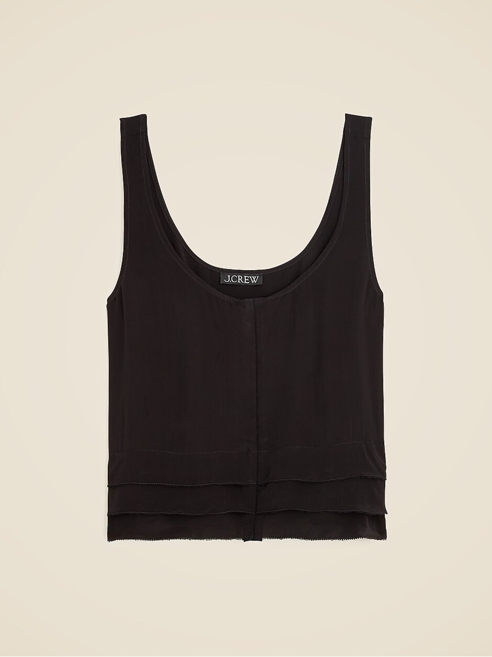 J.Crew Black Drapey tiered top in crepe de chine
